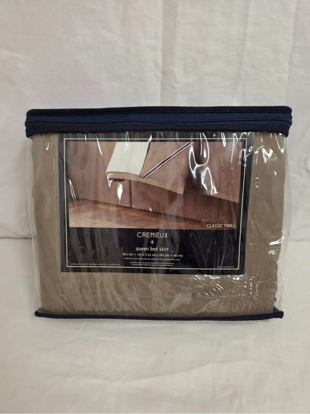 Cremieux Classic Twill Queen Bed Skirt Khaki 18” Drop New in Package